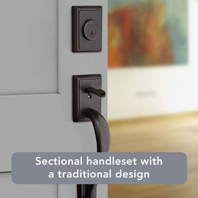 Baldwin Baldwin Pistoria Front Entry Handleset with Interior Lever Featuring SmartKey Deadbolt ReKey Technology in Venetian Bronze  - Image 4