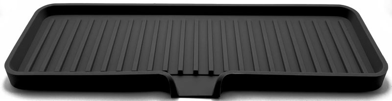 Happitasa Silicone Soap Dish Tray and Sponge Holder with Drain Chute | Bathroom and Kitchen Sink Organizer Caddy (Black, 12"x4", 7.4 Ounces) - Image 1