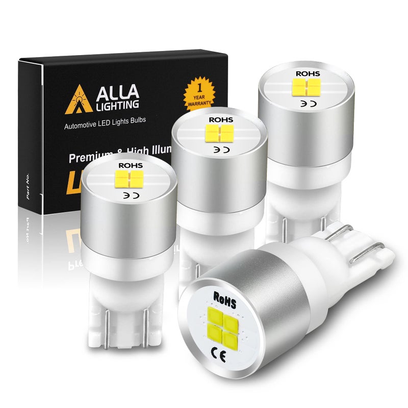 Alla Lighting 4x T10 194 168 LED Bulbs W5W 2825 175 158 CANBus 6000K White License Parking Map Dome Door Trunk Lights