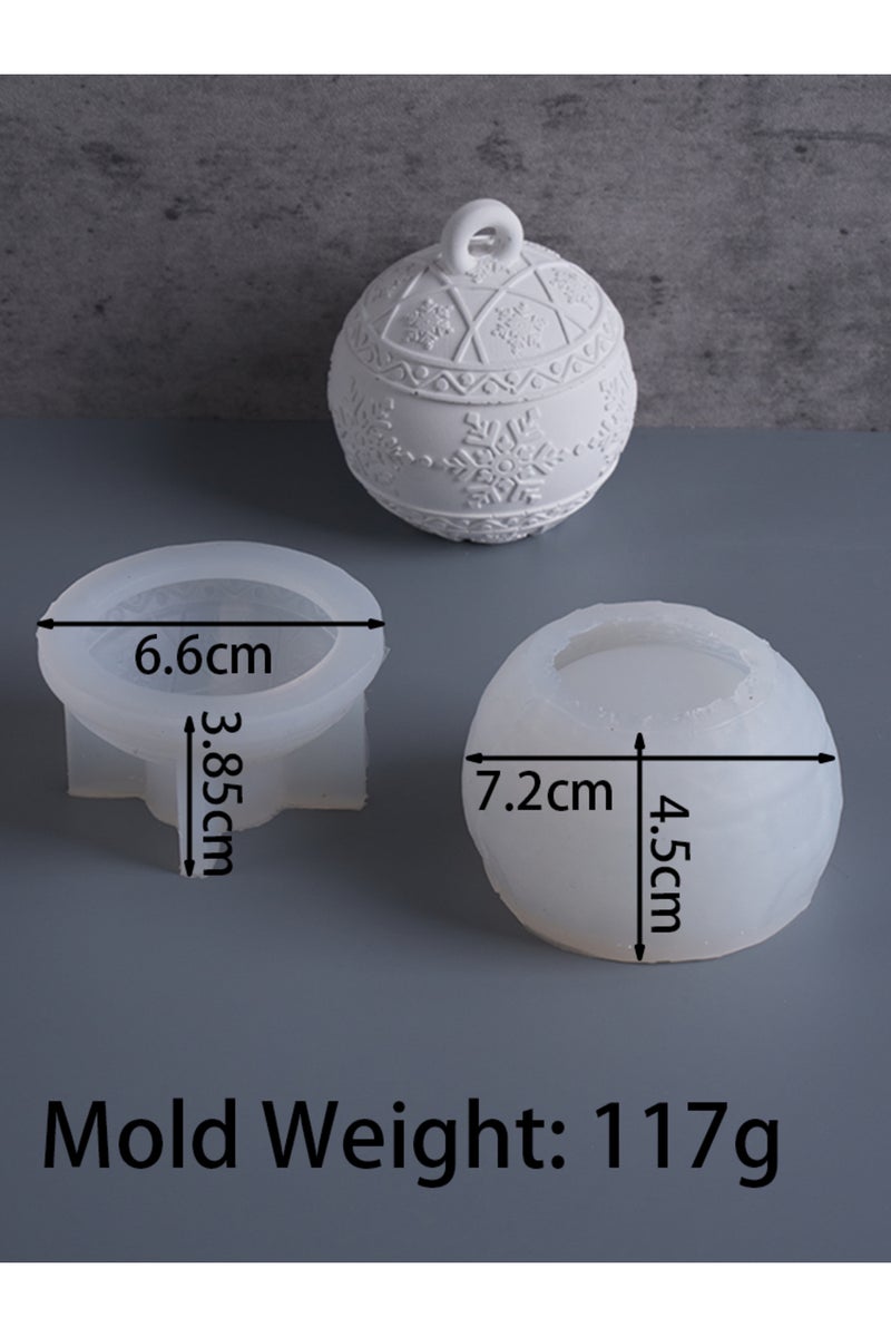 قالب سيليكون ثلاثي الأبعاد على شكل كرة مستديرة لبرطمان الشموع، مع غطاء، صندوق تخزين التوت والثلج لعيد الميلاد.