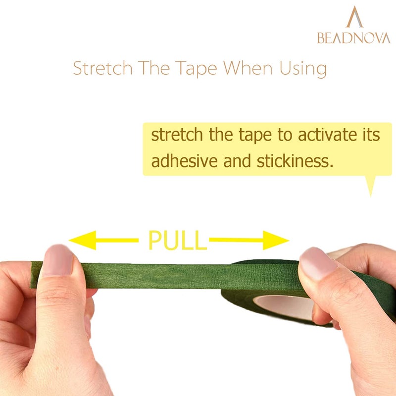 BEADNOVA شريط زهور BEADNOVA 1/2 بوصة شريط زهور أخضر داكن لباقة الزهور وترتيب الزهور وتغليف الساق (أخضر داكن، 30 ياردة) - Image 4