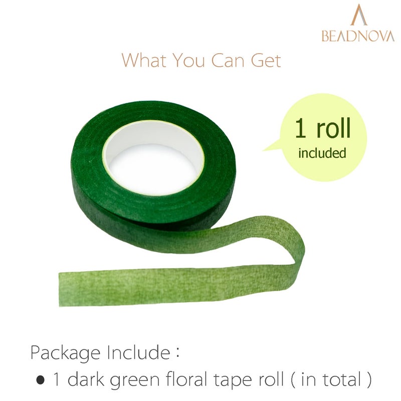 BEADNOVA شريط زهور BEADNOVA 1/2 بوصة شريط زهور أخضر داكن لباقة الزهور وترتيب الزهور وتغليف الساق (أخضر داكن، 30 ياردة) - Image 3
