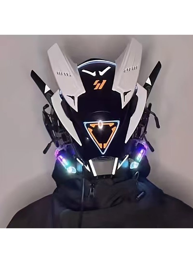 تابيت خوذة قناع سايبربانك قوطي للبالغين، ملابس بانك مستقبلية، قناع بانك دائري مضيء بتقنية LED، مناسب لحفلات الهالوين والمهرجانات الموسيقية - Image 1