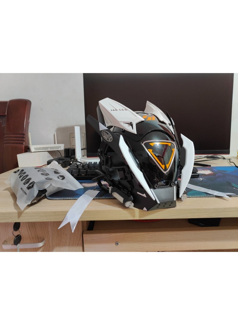 تابيت خوذة قناع سايبربانك قوطي للبالغين، ملابس بانك مستقبلية، قناع بانك دائري مضيء بتقنية LED، مناسب لحفلات الهالوين والمهرجانات الموسيقية - Image 5