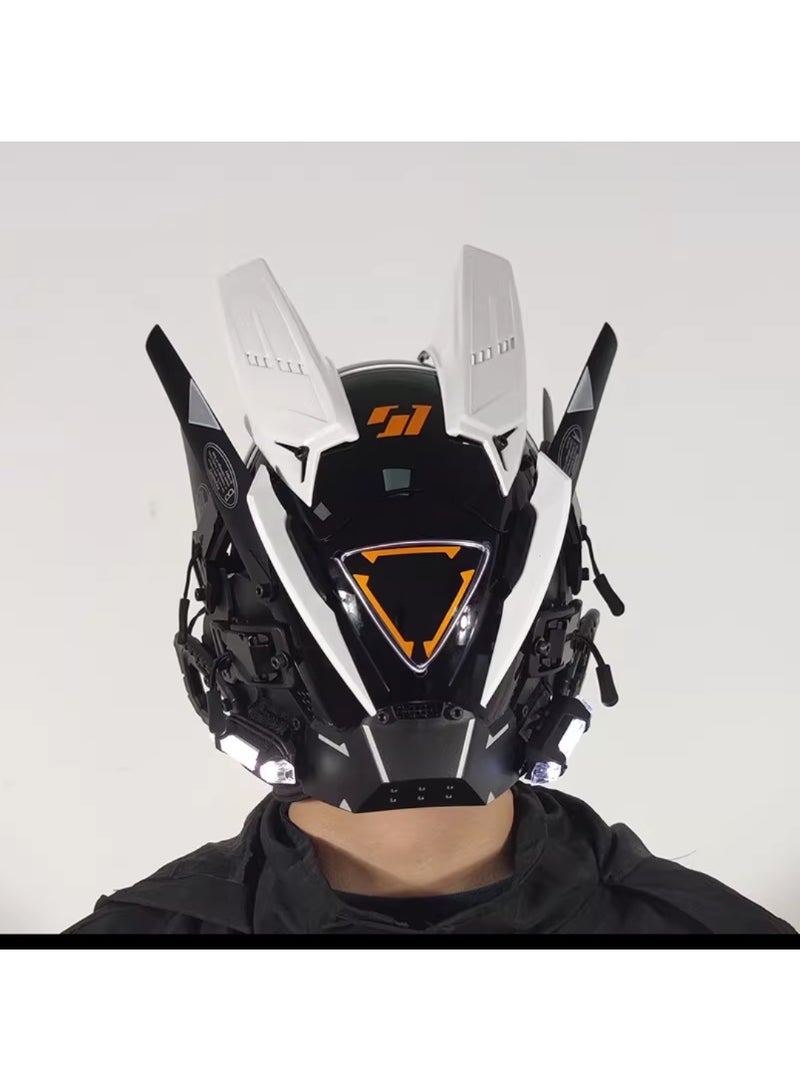 تابيت خوذة قناع سايبربانك قوطي للبالغين، ملابس بانك مستقبلية، قناع بانك دائري مضيء بتقنية LED، مناسب لحفلات الهالوين والمهرجانات الموسيقية - Image 3