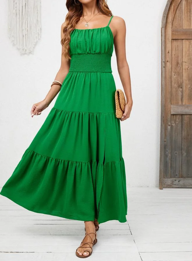 Take Two emerald green Women Green Smocked Waist Strappy Maxi Dress for Women | Best Price UAE