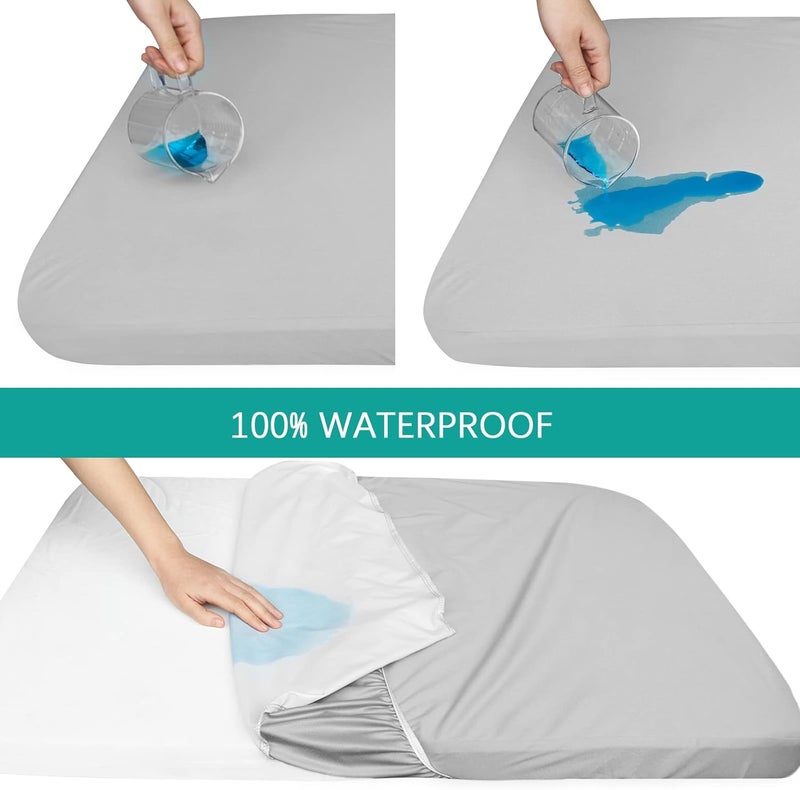 Biloban Waterproof Bassinet Sheets Fit for Miclassic, Baby Delight, TCBunny, Milliard, Dream On Me Traveler/Skylar and Other Bedside Sleeper Bassinet Mattress, Ultra Soft Microfiber Sheets, White & Grey - Image 2