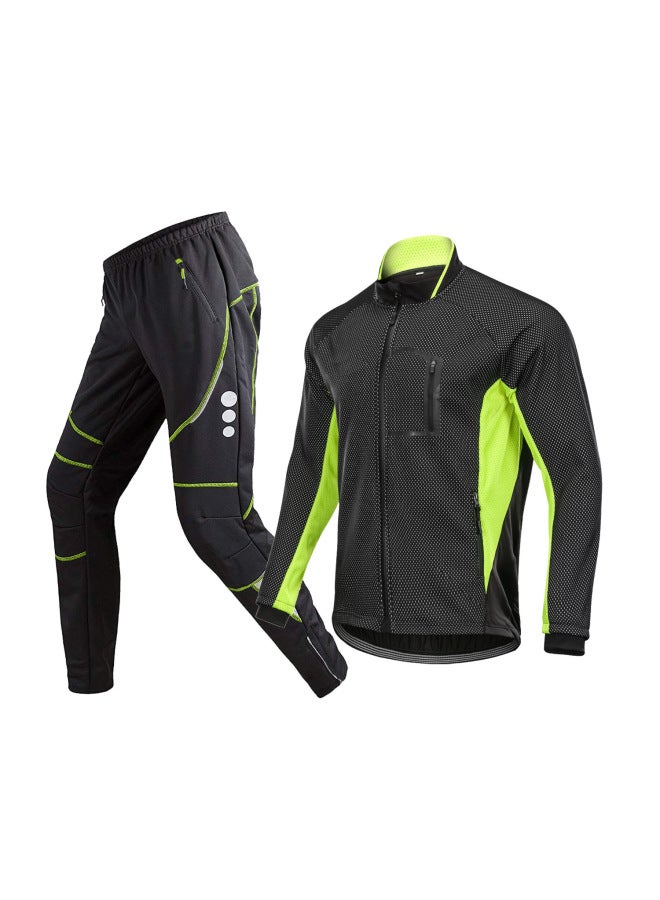 Cycling Suit Set For Men, Winter Warm And Thickened Jacket, Cold-proof And Windproof Motorcycle Riding Pants