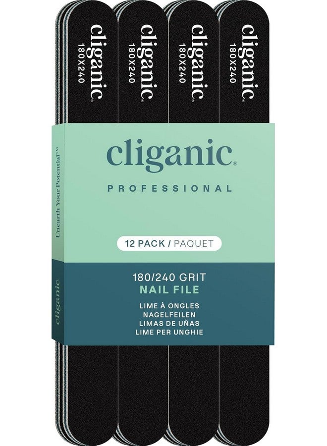 Cliganic Cliganic 12 Pack Nail File Set: 180/240 Grit | Professional Emery Boards for Natural, Gel & Acrylic Nails | Washable Double Sided Kit | Cliganic 90 Days Warranty - Image 1