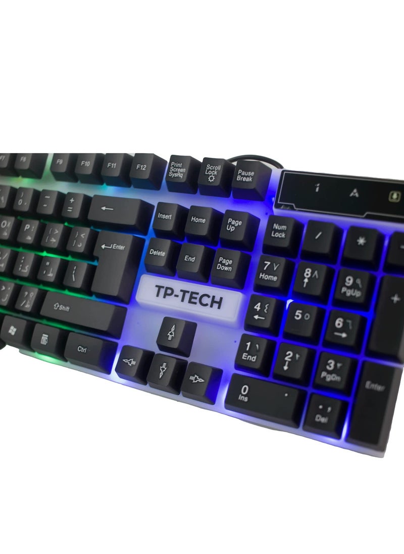 Generic - TP-TECH TP-1000 Gaming Keyboard with Rainbow LED Backlight and Spill-Resistant Design – Rubber Keys, High Performance - Image 1