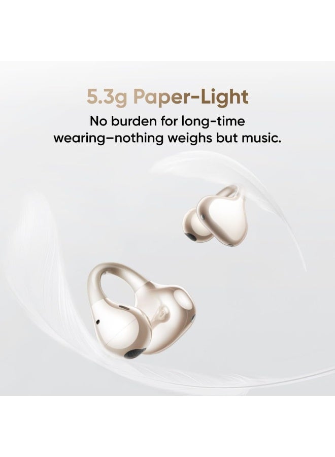 realme Buds Clip Open-Ear Wireless Earbuds with 11mm Dual Magnet Drivers, 3D Spatial Audio, 36H Playtime, AI ENC, IP55 Rating, and 45ms Low Latency (Titanium Gold) Titanium Gold - Image 4