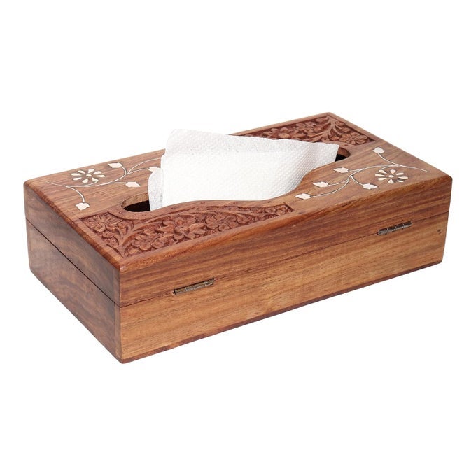 WOODEN TISSUE PAPER BOX FRIENDLY 9 X 5 INCH TISSUE PAPER HOLDER CAR TISSUE BOX FOR HOME OR OFFICE STYLISH DURABLE DESIGN TO KEEP YOUR TISSUES HANDY AND NEAT