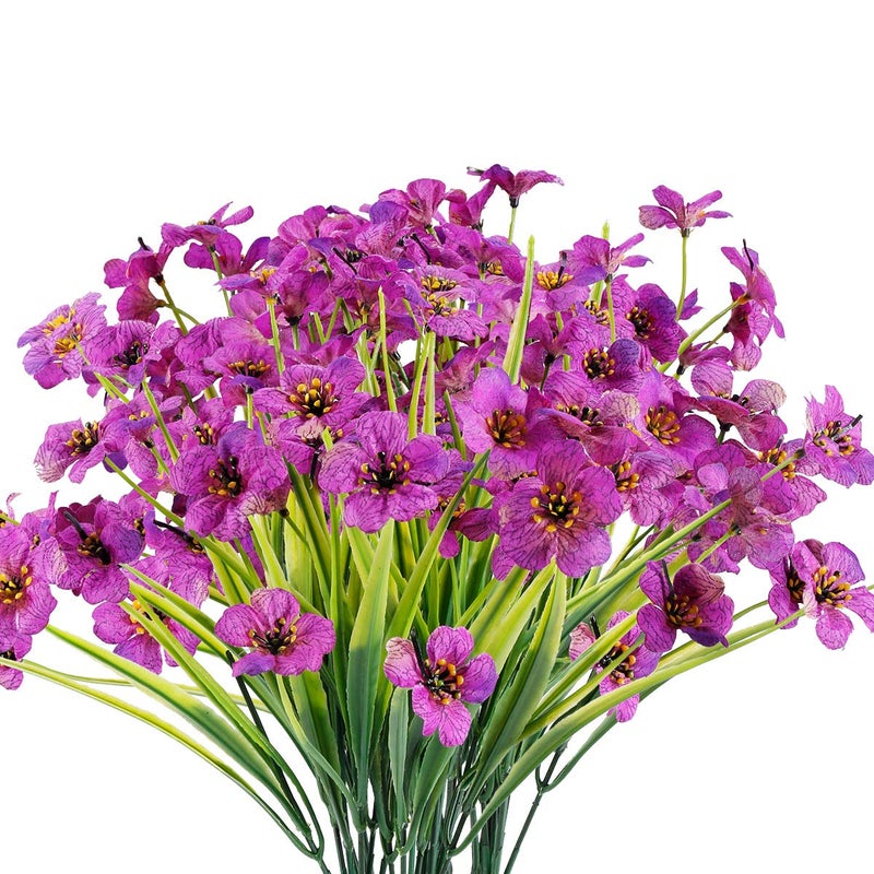JEMONG 12 Bundles Artificial Flowers Outdoor UV Resistant Fake Flowers No Fade Plastic Plants Garden Porch Window Box Decorating Purple