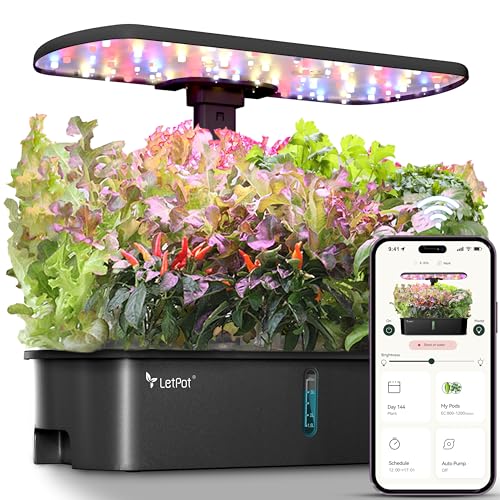 LETPOT LPHAir Hydroponics Growing System Kits APP WiFi Controlled Smart Indoor Garden with 24W Grow Light Full Spectrum 10 Pods Planter Indoor Gardening for Gifts Kitchen Vegetable Black - Image 1