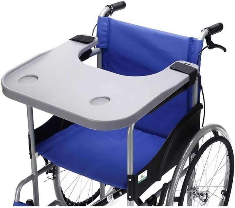 klarako Wheelchair Lap Tray Table with 2 Cup Holders,Universal Trays Desk Fit for Manual Powered or Electric Wheelchairs 22.8 x 20.9 x 1.2 inch - Image 2