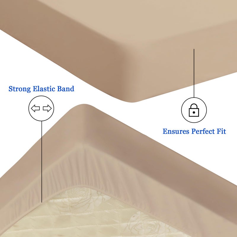Sufdari Full Size Mattress Protector Waterproof Mattress Protector Fitted Sheet Style Mattress Cover with 18"" Deep Pocket Washable and Comfortable-Light Tan Full - Image 4