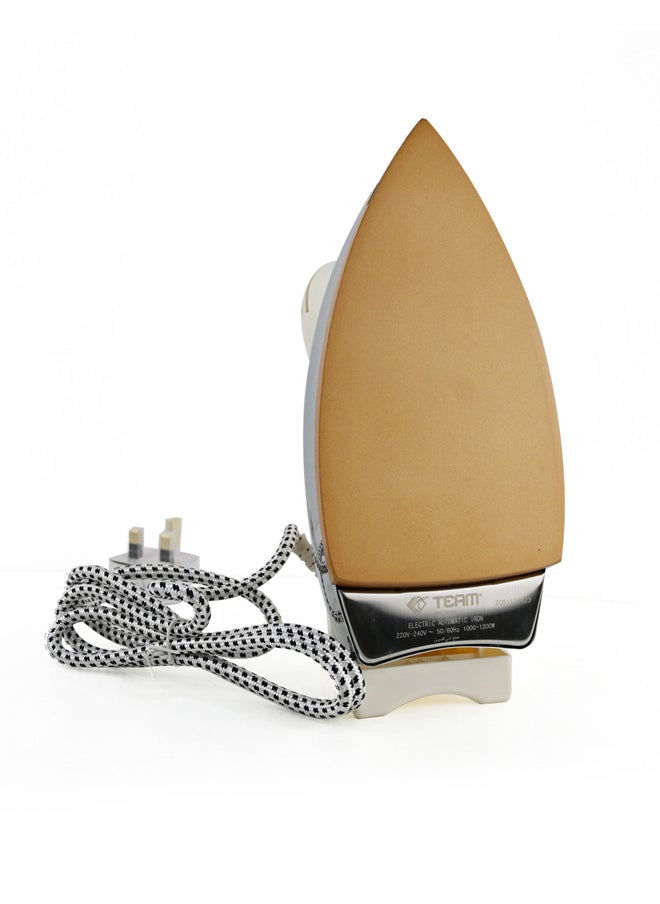 TEAM Dry Iron Heavy Weight Iron 1200W With Teflon Coating Gold Soleplate 10-Year Warranty  - Image 3