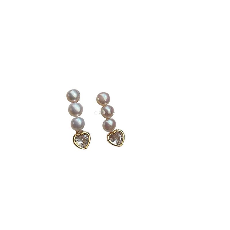 DGG Gold Pearl Earrings with Rhinestone Detail and Lightweight Huggie Profile for Daily Wear and Elegant Styling - Image 4