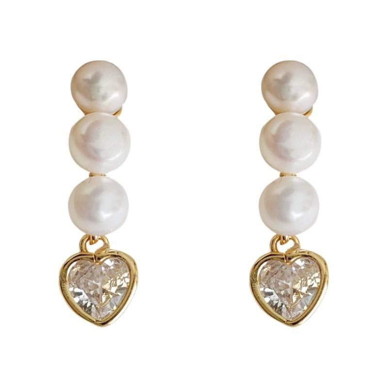 DGG Gold Pearl Earrings with Rhinestone Detail and Lightweight Huggie Profile for Daily Wear and Elegant Styling - Image 5