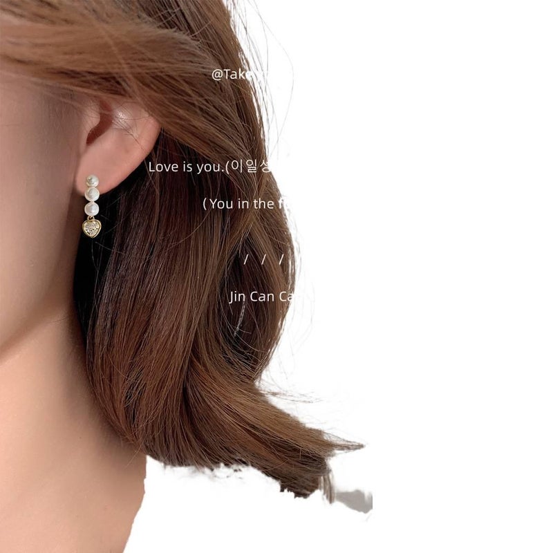 DGG Gold Pearl Earrings with Rhinestone Detail and Lightweight Huggie Profile for Daily Wear and Elegant Styling - Image 3