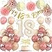 Froova 18th Birthday Decorations for Girl Retro Blush Pink Birthday Balloons Happy 18th Banner Cake Topper Pom Poms Dusty Rose Gold Number 18 Balloon for Her 18 Year Old Bday Party Decoration Supplies - Image 3