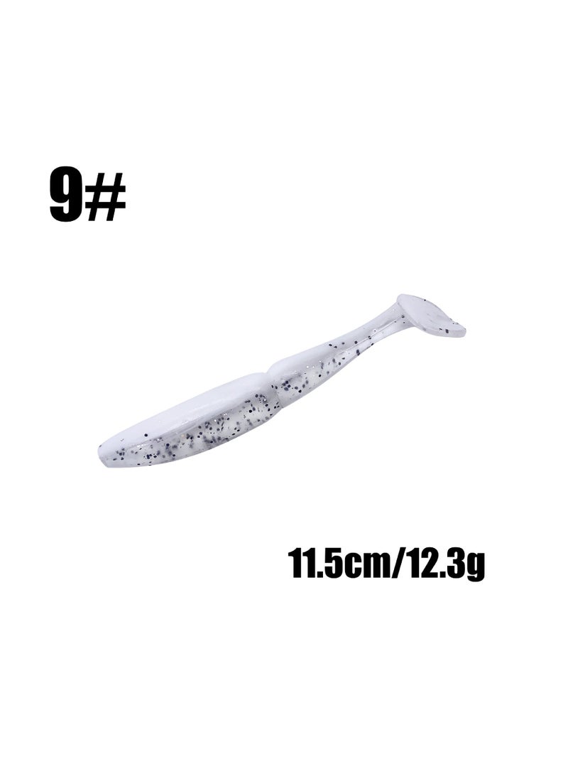 Generic Dual-Color Waist Slimming T-tail Soft Lure 11.5cm 12.3g Longcast Fishing Bait 12 Colors 9 White back transparent belly