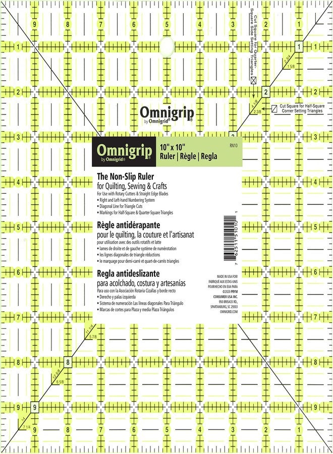 أومني جريد مسطرة مربعة Omnigrid Omnigrip مقاس 10 بوصات، لا شيء - Image 2