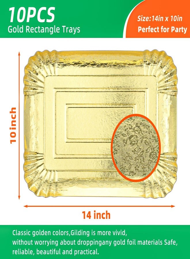 hapray 10PCS Gold Rectangle Trays, Heavy Duty Disposable Paper Cardboard for Platters, for Elegant Dessert Table Serving Parties, Cupcake Display, Birthday Party, Dessert, Weddings - Image 2