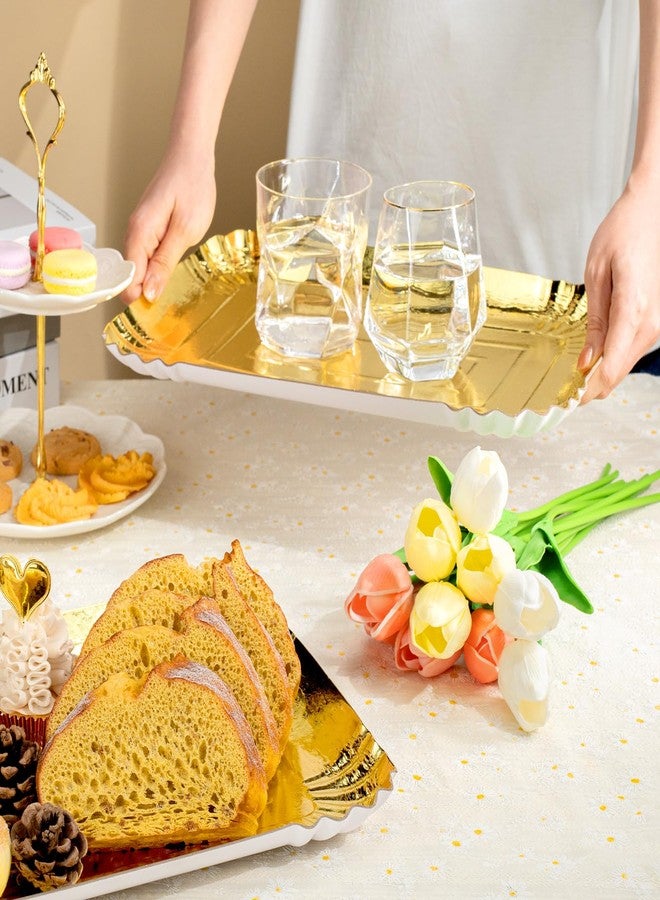 hapray 10PCS Gold Rectangle Trays, Heavy Duty Disposable Paper Cardboard for Platters, for Elegant Dessert Table Serving Parties, Cupcake Display, Birthday Party, Dessert, Weddings - Image 4