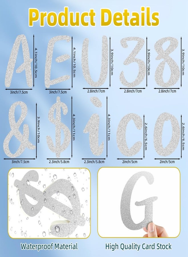 Bermoge 273 Pcs 4 Inch Glitter Bulletin Board Letters Set - Poster Board Letter Cutouts with Alphabet, Symbols, Numbers, Storage Bag - Classroom Decor, DIY Projects, Teacher Supplies, Office (Silver) - Image 2
