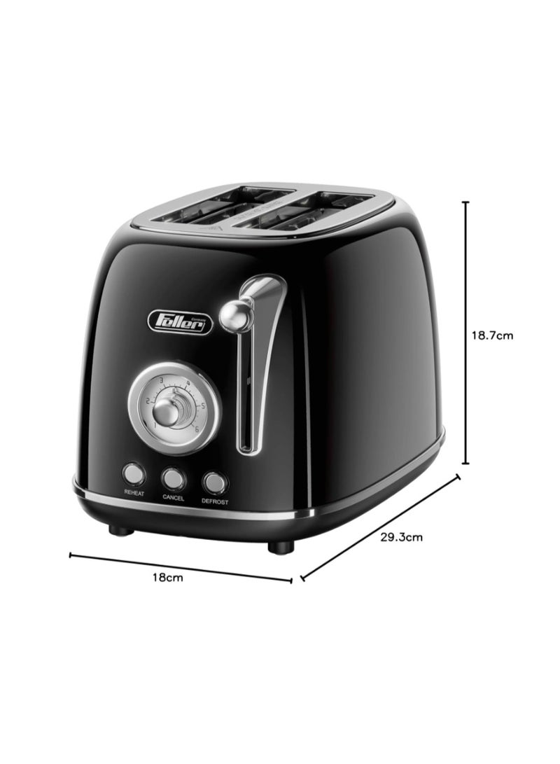 Feller Germany, Retro Style 2-Slice Toaster, 815 W, Stainless Steel, Dust Cover & Foldable Bun Warmer,Defrost, Reheat& Cancel, Metal Crumb Tray, TO290, 2Y Guarantee, UAE Version - Image 2