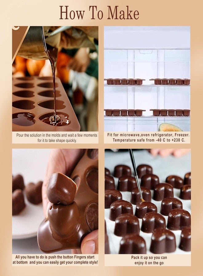 MoldBerry Silicone Chocolate Mould Combo | Star, Heart & Flower Shape Mini Chocolate Mold | Chocolate Making Mold | Multi-Purpose for Chocolates, Soap, Wax Melts & Ice | Brown (Pack of 3) - Image 4