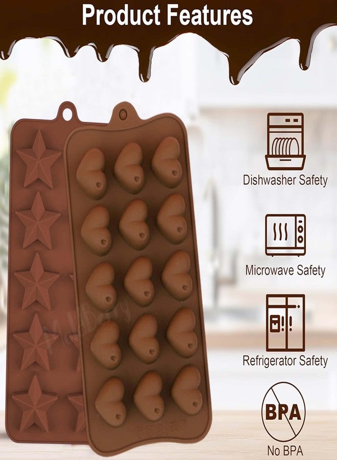 MoldBerry Silicone Chocolate Mould Combo | Star, Heart & Flower Shape Mini Chocolate Mold | Chocolate Making Mold | Multi-Purpose for Chocolates, Soap, Wax Melts & Ice | Brown (Pack of 3) - Image 5
