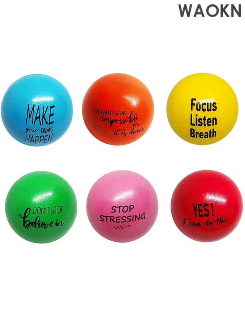دبليو أيه أو كي أن كرات الإجهاد ، كرات الرغوة التحفيزية ، كرات الضغط للأطفال والكبار ، تخفيف التوتر لاضطراب فرط الحركة ونقص الانتباه ، التوحد ، المنزل ، المكتب ، المدرسة ، لعبة تخفيف الضغط بالكرة الرغوية PU الكتابة على الجدران البسيطة تشجع الطباعة على أن تكون ناعمة ومرنة 6 كرات مستديرة - Image 1