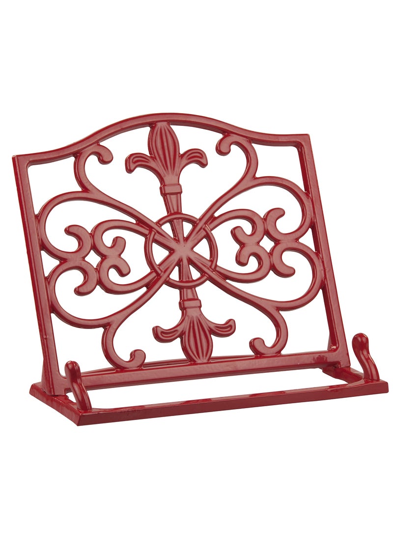 Home Basics Home Basics Cast Iron Fleur De Lis Cookbook Stand Red 