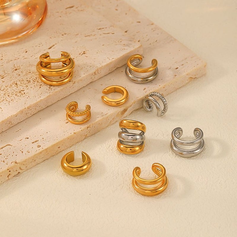 INS style design without ear hole titanium steel ear bone clip does not fade all-match trend personality stainless steel ear clip earrings - Image 2