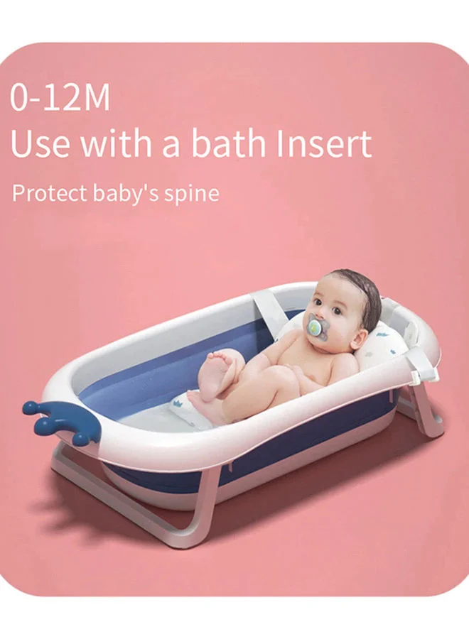 Bumble & Bird Baby Bathtub With Cushion Foldable - Portable - Suitable For Newborn And Toddler, Anti Slip Skid Proof - Blue