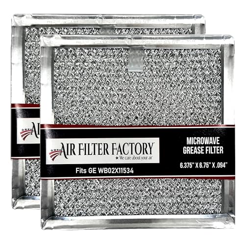 Air Filter Factory Grease Filter WB02X11534 Replacement For GE Microwave Oven Aluminum Grease Mesh Filter 6.81" X 6.34" Over The Range Kitchen Oven Vent 2-Pack - Image 1