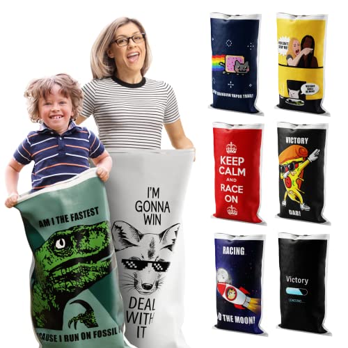 Shop Square Potato Sack Race Bags Yard Games Durable Interwoven Plastic Fun Meme Designs Family Games For Kids And Adults Party Supplies Easter BBQ Picnic Holiday Set Of 8 23 x 40 - Image 1