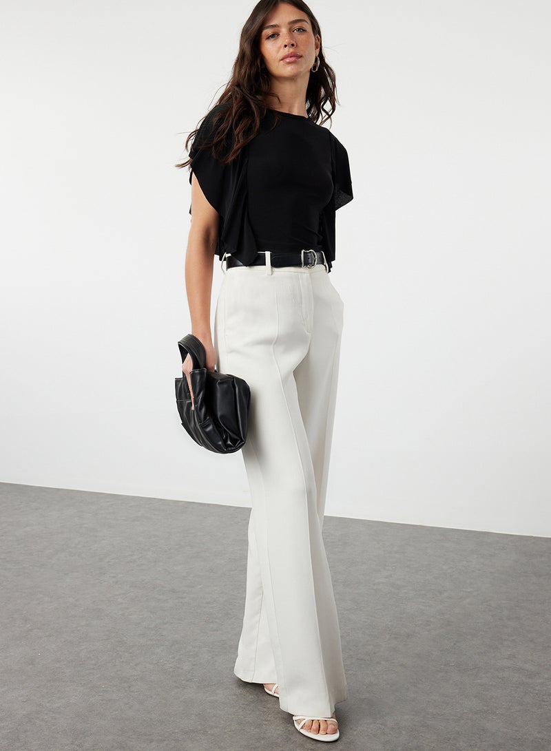 trendyol Black Arms Ruffle Detailed Crew Neck Flexible Knitted Blouse TWOSS24BZ00636 - Image 3