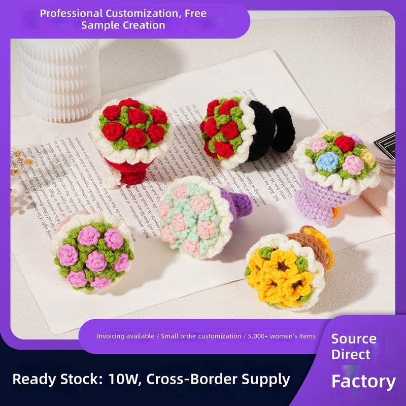 Handmade Crochet Mother's Day Gift - Rose Flower Pendant Keychain from  Yiwu - Image 2