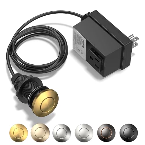 ANWOLL Garbage Disposal Air Switch Kit, Soft Brushed Gold Finish, Compatible with Moen Brushed Gold Faucets, UL Listed Sink Top Button, Universal Countertop Design - Image 1