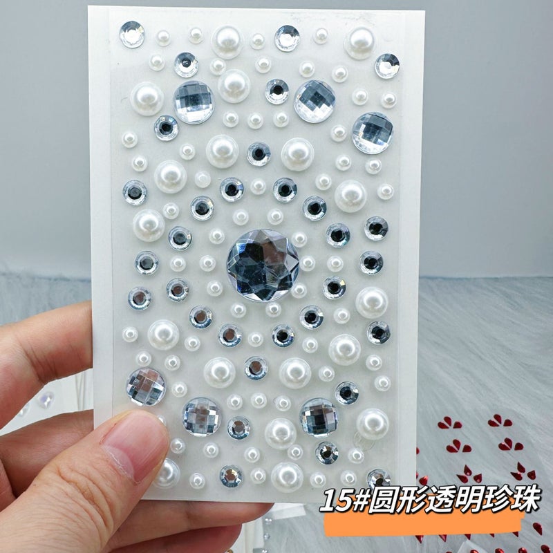 Face Sticker Rhinestone Pearl Diamond Sticker Performance Flash Diamond Eyebrow Sticker Tear Mole Diamond Eye Makeup Sticker Face Sticker Love Jewelry Butterfly - Image 1