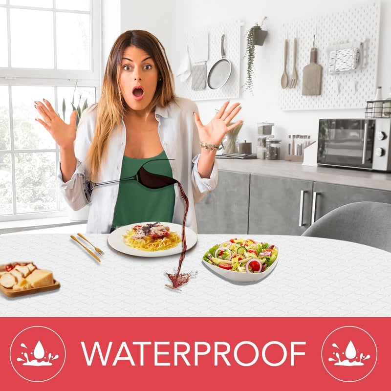 LAMINET - Deluxe Cushioned Heavy-Duty Quilted Table Pad Protector for Dining Room Table - 52" x 108" Oblong | Waterproof Vinyl Table Padding Under Tablecloth Cover for Rectangular Square Tables - Image 3
