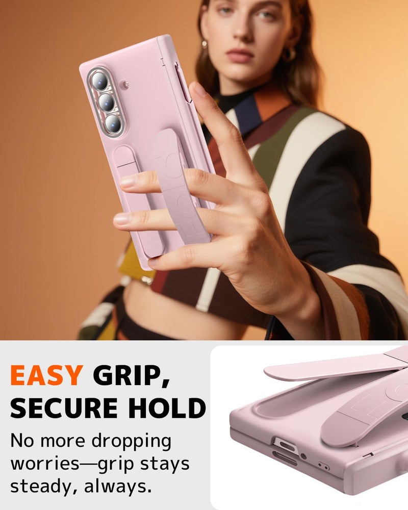 NINKI Wallet with Card Holder for Samsung Galaxy Z Fold 7 Phone Case with S Pen Slot & Stylus, Cute Kickstand for Samsung Z Fold 7 Hand Strap Cover Girly Z Fold 7 Case with Screen Protector Women Pink - Image 4