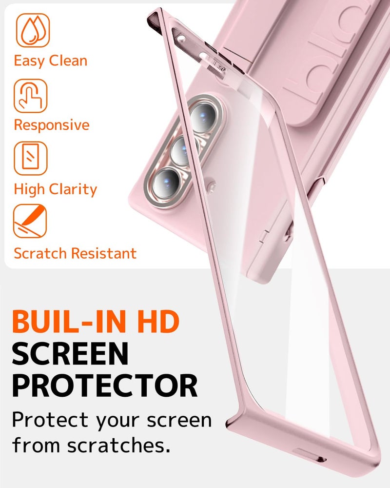 NINKI Wallet with Card Holder for Samsung Galaxy Z Fold 7 Phone Case with S Pen Slot & Stylus, Cute Kickstand for Samsung Z Fold 7 Hand Strap Cover Girly Z Fold 7 Case with Screen Protector Women Pink - Image 5