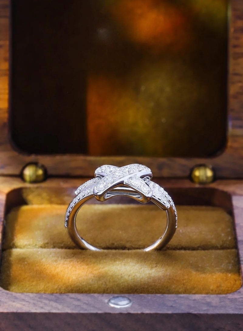 Ciara 925 silver plated 18K gold knot full diamond ring - Image 3