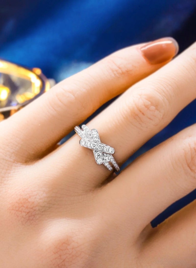 Ciara 925 silver plated 18K gold knot full diamond ring - Image 4