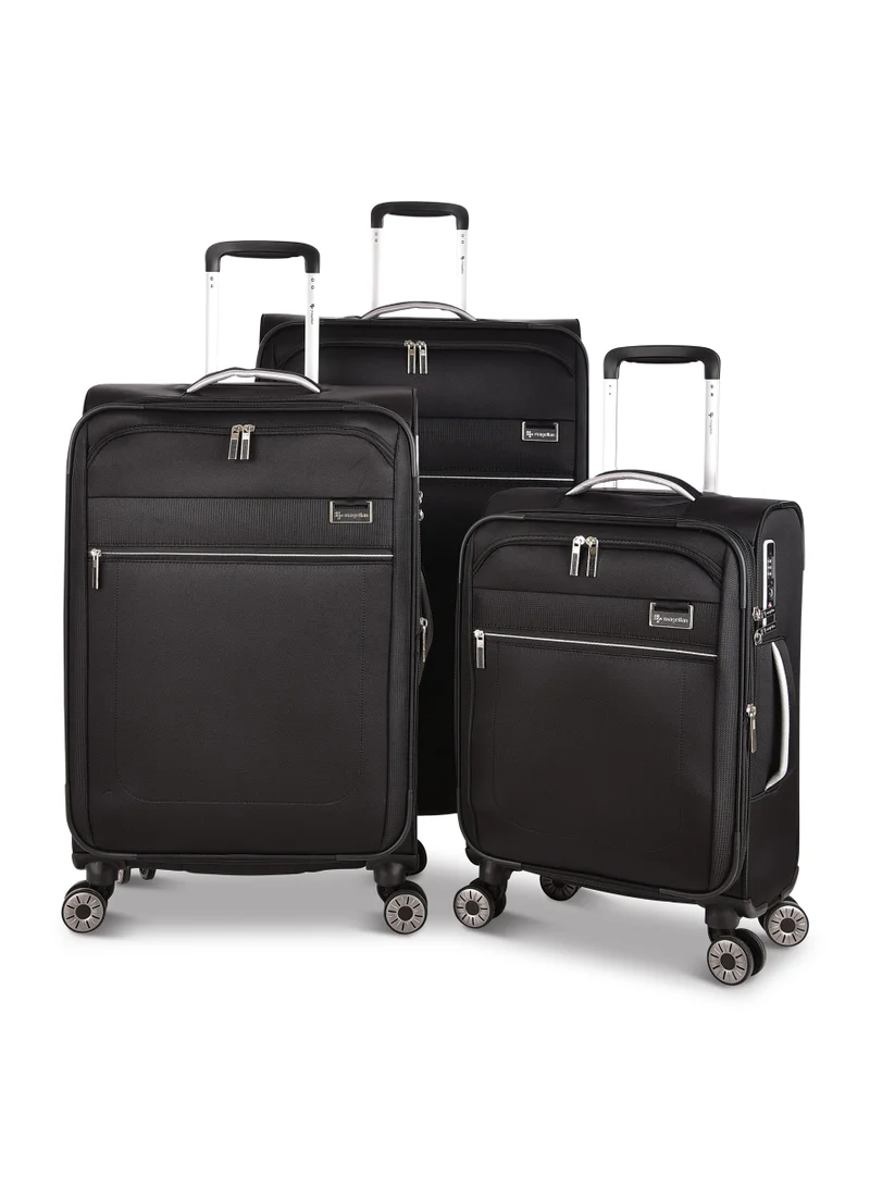MAGELLAN Magellan Fabric Luggage Trolley Travel Bag 3Pc Set Size 20/24/28 Inch Black