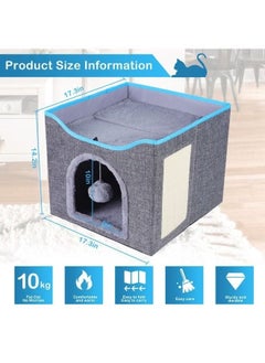 POWER Cat Bed for Indoor Cats, Foldable Large Cat House with Mat, Multifunctional Cat Climbing Frame with Cat Scratch Board and Hanging Ball, Easy to Assemble, Pet Bed Cave  - Image 2
